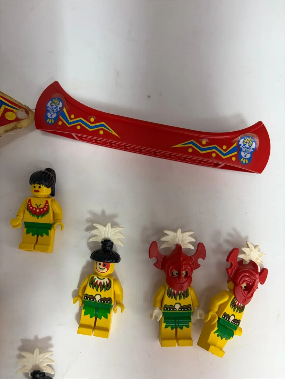 Lot Of Vintage Lego MiniFigures And Accessories, Islanders, Flags And Canoe